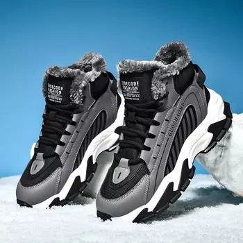 Men s shoes winter antifreeze snow boots piled thickened warm cotton shoes youth leisure sports high-top trendy shoes spot 39