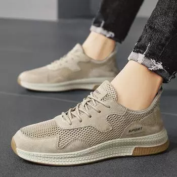 Men s shoes winter breathable thin mesh hollow deodorant mesh mesh shoes sports leisure soft sole light running tide shoes 39 серый