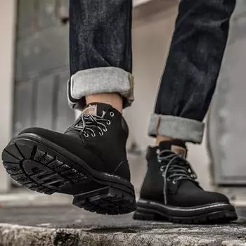 Men s shoes winter high-top Martin boots 2024 new men s British low-top casual leather shoes retro tooling shoes 39