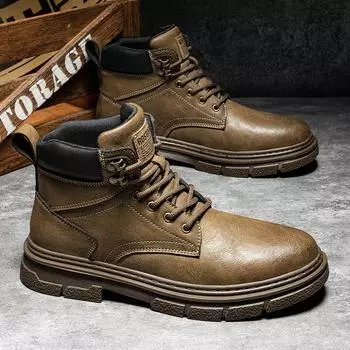 Men s shoes winter new medium and high-top Martin boots men s British low-top casual leather shoes American retro tooling shoes 39
