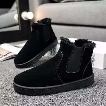 Men s shoes winter new velvet cotton shoes thickened warm high-top snow boots Northeast large cotton round head men s bread shoes 39