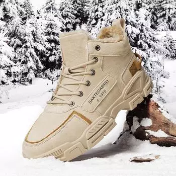 Men s shoes winter new velvet thickened outdoor tooling shoes Martin boots Northeast trend versatile snow-preserving floor heating cotton shoes 39