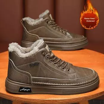 Men s Shoes Winter Plus Fleecy High Top Doc Martens Men s Trend All-match Chef Shoes Men s Thick Warm Cotton Shoes Work Shoes 39