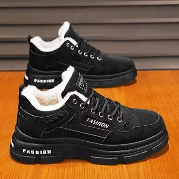 Men s shoes winter velvet thickened warm two cotton shoes construction site work non-slip wear-resistant low-top tooling Martin boots tide shoes 39 хаки