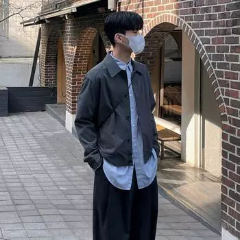 Men s Short Jacket Spring and Autumn Korean Style Loose and Trendy Japanese Casual Tops and Jackets M