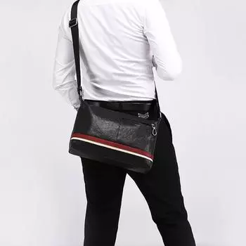 Men s Shoulder Bag Genuine Leather Casual Multi-functional Vertical Crossbody Bag Top Layer Cowhide Large Capacity Men s Bag One Size