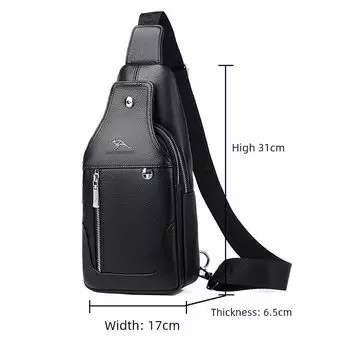 Men s Shoulder Chest Bag 2025 New Fashion Fashion Brand Full-grain Leather High-End Messenger Bag Genuine Leather Sports Small Backpack Black