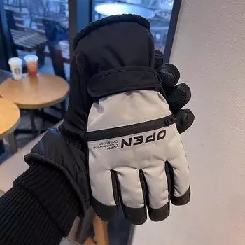 Men s Ski Gloves for Winter Playing In The Snow, Touch Screen, Water Repellent, Cold and Windproof Riding Gloves, Plus Velvet and Thickening One size