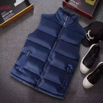 Men s Sleeveless Casual Zipper Vest Large Size Vest Winter Thickened Warm Standing Collar Vest 5XL