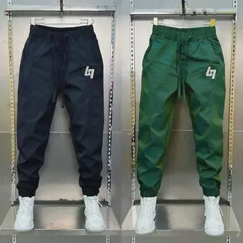 Men s Slim Fit Embroidered Quick-Dry Harem Pants - Summer 2024 Trendy Casual Nine-Point Style 2XL