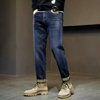 Men s Slim Fitting Small Straight Leg Jeans, Korean Version Micro Harun Stretch Regular Men s Pants 28