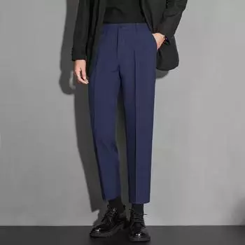 Men s Slim Straight Anti-Wrinkle Business Casual Black Nine-Point Suit Trousers 28