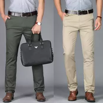 Men s Slim Suit Pants Fashion Business Casual Cotton Green Black Khaki Trousers Male Brand Clothing 42