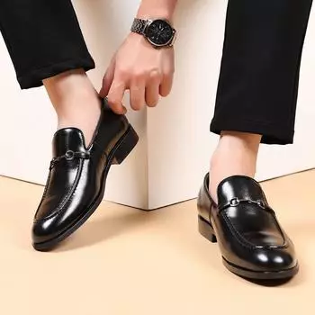 Men’s Slip-On Penny Loafer Business Casual Dress Shoes Comfortable Faux Leather Wedding Formal Tuxedo Shoes Work Pointed Toe Oxford Shoes for Men 38
