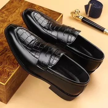 Men’s Slip-On Penny Loafer Business Casual Dress Shoes Comfortable Faux Leather Wedding Formal Tuxedo Shoes Work Pointed Toe Oxford Shoes for Men 38