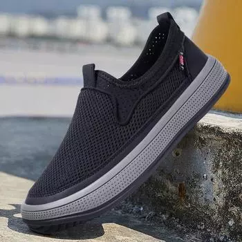 Men s Slip On Walking Shoes Lightweight Casual Sneakers Comfortable Work Shoes Walking Shoes For Men Breathable Running Shoes 39 чёрный