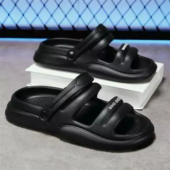 Men s slippers 2025 new summer casual sports versatile, light to step on shit, men s sandals one-word slippers 36 чёрный
