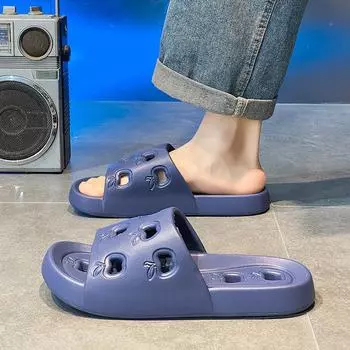 Men s Slippers Bathroom Non-slip Quick-drying Flip-flops Summer Flat Sandals EVA Thick-soled Shoes Indoor Soft-soled Shoes 40-41