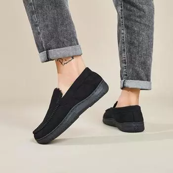 Men s Slippers Fluffy Warm Moccasin Slippers Closed Back Bedroom Slippers Non-Slip Home Shoes for Indoor Outdoor 46-47