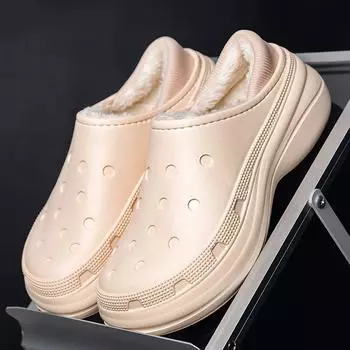 Мужские тапочки, мужские хлопковые тапочки, повседневные, новые, зимние, для дома и улицы, водонепроницаемые, в основном, мягкие, удобные, легкие 36-37 бежевый