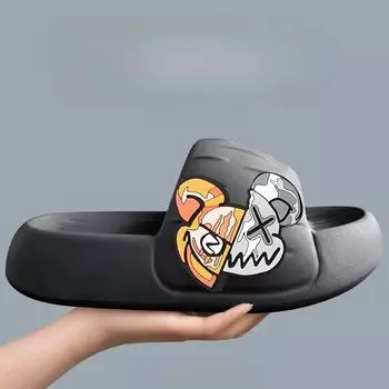 Men s Slippers Soft Bottom Non-slip Ladies Slippers Fashion Thick Bottom Casual Shoes New Large Size Slippers for Men Beach 36-37 чёрный