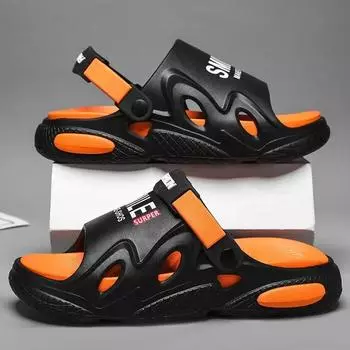 Men‘s Slippers Summer New EVA Soft-soled Slipper Outdoor Beach Shoes for Men Non-slip Platform Sandals Unisex Two-Wear Sandalias 36-37