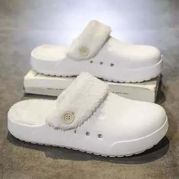 Men s Slippers Wear-resistant Slippers for Home Thick Bottom Couple Women Home Shoes Ventilate Warm Non-Slip Shoes Men New 36-37 белый