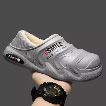 Men s slippers winter outdoor Warm Fluffy slippers 2024 Winter Slippers Home Plush Women Cotton Shoes unisex winter cotton shoes 36 бежевый