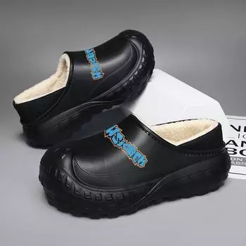 Men s slippers winter outdoor Warm Fluffy slippers 2024 Winter Slippers Home Plush Women Cotton Shoes unisex winter cotton shoes 36-37 чёрный