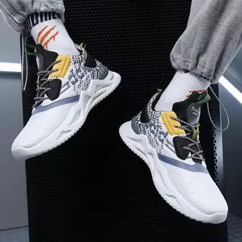 Мужские кроссовки весна-лето новые летающие тканые дышащие повседневные кроссовки кроссовки модная мужская обувь 39