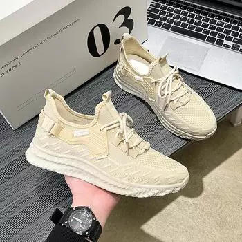 Мужские кроссовки Весна Новые повседневные туфли Модные сетчатые кроссовки Fly Кроссовки для бега без застежек 39