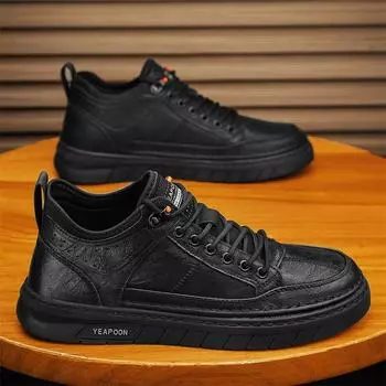 Men s Sneakers 24 Fashion Leather Casual Shoes for Men Outdoor Comfortable Walking Shoes Designer Men Shoes Zapatos Hombre Tenis 39 чёрный