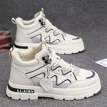 Men s Sneakers Autumn Fashion Ankle Boots for Men Flats Casual Shoes Winter Warm Sneakers Luxury Water Proof Men s Short Boots 39 бежевый