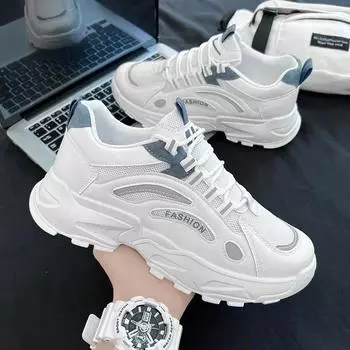 Men s Sneakers Autumn New Men Trendy Casual Sports Dad Shoes Male Breathable Mesh Platform Tenis Masculino Shoes Zapatos Hombre 39 белый