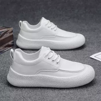 Men‘s Sneakers Fashion Skateboard Shoe Lace Up Platform Trainers Outdoor Casual Shoes for Men Vulcanized White Sports Sneaker 39 бежевый