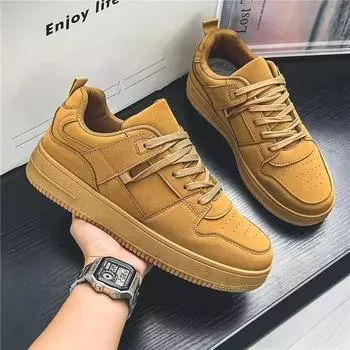 Men s Sneakers Four Seasons New Comfortable Breathable Versatile Men s Casual Shoes Solid Color Lace up Flat Casual Sports Shoes 39 чёрный