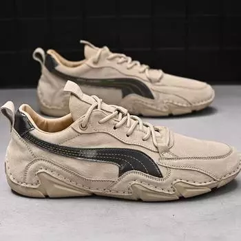 Men s Sneakers Outdoor Lace Up Round Head Plus Size Flats Leisure Driving Travel Hiking Shoes Zapatillas Hombre Deportivas 38 серый