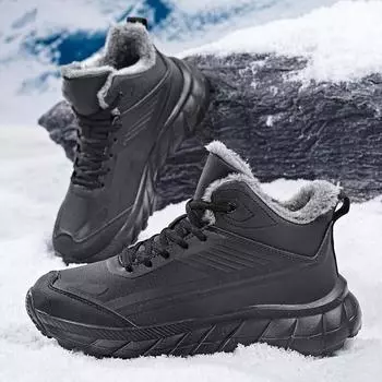 Men s sneakers Outdoors Plush Warm winter waterproof shoes high quality non slip Hiking Ankle Boots Winter shoes for men work 39