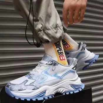 Men s sneakers spring and autumn breathable mesh shoes thick-soled heightening dad shoes men s versatile trend sneakers 39