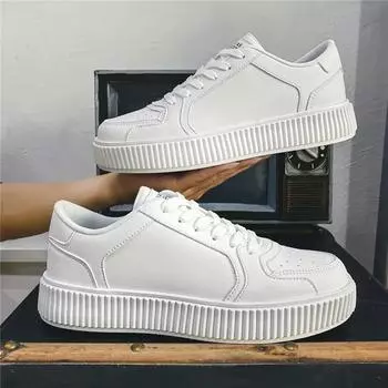 Men s Sneakers White Skate Shoes Flats PU Leather Anti Slip Fashion Shoes Man New Trends 2024 Spring New Casual Outdoor Sneakers 39 белый