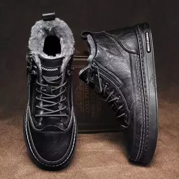 Men s Snow Boots Flat Male Winter Shoes Zip Up Anti Slip Cotton Shoe Warm Cold Proof Fashion Thick Plush Waterproof Fur Brands 39