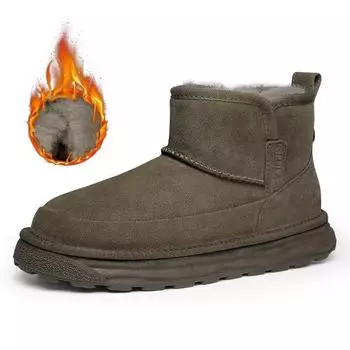 Men s snow boots, new winter velvet warm cotton boots, thickened medium-top casual shoes, lace-free foot cover and fur integrated 39 верблюд