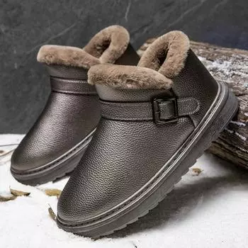 Men s Snow Boots Plus Velvet Warm Plush Hiking Men Cotton Shoes Outdoors Non-slip Walking Wear-resistant Soft High Quality Boot 39 чёрный