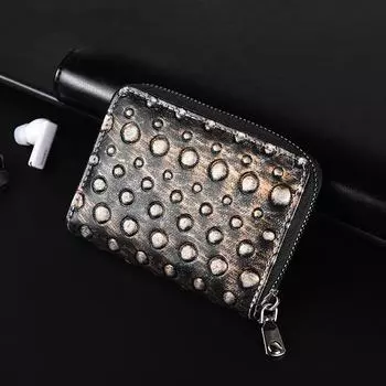 Мужской мягкий кошелек для карт Rock Personality Short Pu на молнии с отделением для нескольких карт