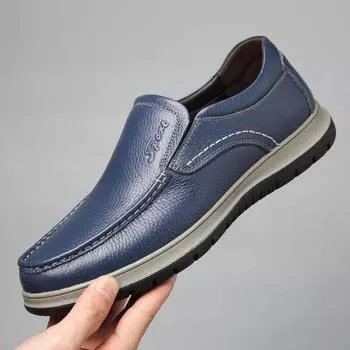 Men s Soft-Soled Leather Slip-On Casual Shoes for Middle-Aged 42 чёрный