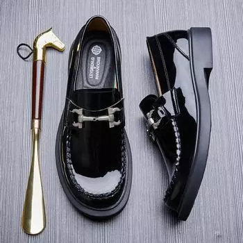 Мужские кожаные туфли с мягкой подошвой и одной педалью, деловая повседневная мужская обувь, модные лоферы, мягкая кожа, модные яркие кожаные туфли, мужская 38 чёрный
