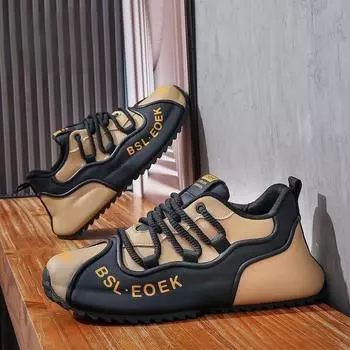 Men s sole shoes new spring and autumn breathable versatile leather surface sports and leisure youth flat bottom dad ins trendy shoes 39