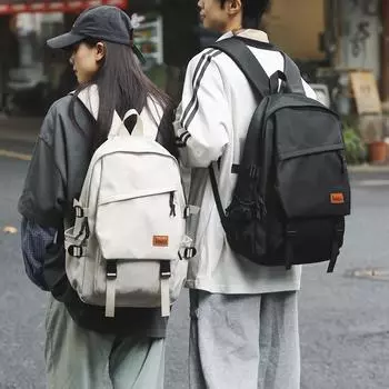 Мужской однотонный рюкзак для школьников, уличный женский рюкзак большой вместимости для путешествий чёрный