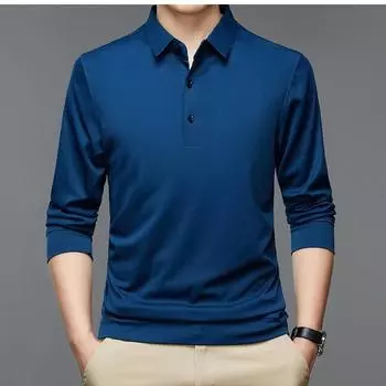 Men S Solid Color Casual Lapel Collar Long Sleeve Top Slight Stretch, Buttoned Half-Placket, Seasonal Spring/Fall Wear M бордовый