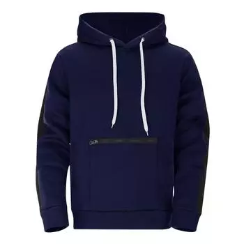 Men s Solid Color Zipper Sweatshirt Hoodie Men s Sports Large Size Casual Sweatshirt M тёмно-синий